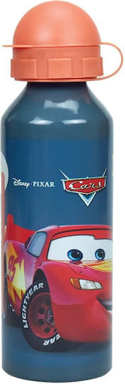 Gim Cars On The Road Kids Aluminium Water Bottle Set Disney Cars with Screw-On Cap Non Spill Multicolour 520ml