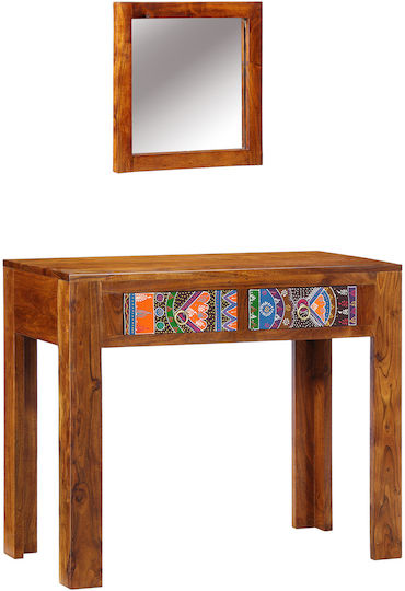 Bodenstehende Schminktisch aus Massivholz Braune Massivholz mit Spiegel 90x45x75cm