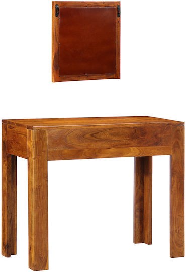 Bodenstehende Schminktisch aus Massivholz Braune Massivholz mit Spiegel 90x45x75cm