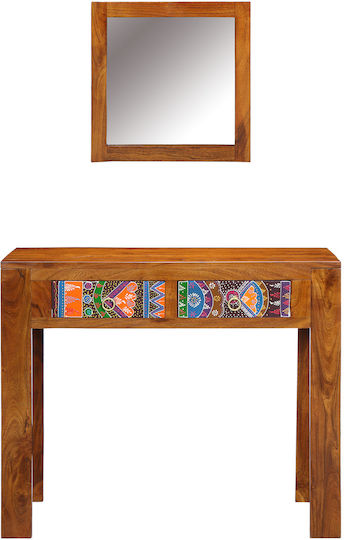Bodenstehende Schminktisch aus Massivholz Braune Massivholz mit Spiegel 90x45x75cm