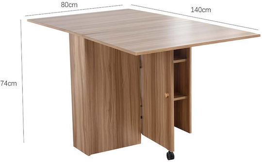 Table Dining Room Collapsible Wooden Oak 26x84x74cm
