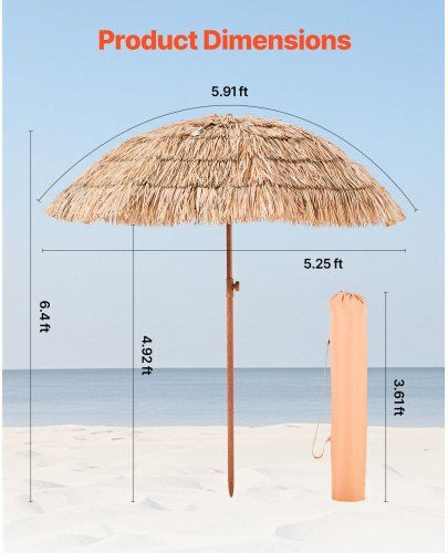 Vevor Faltbarer Strandsonnenschirm Durchmesser 1,83 m Beiges