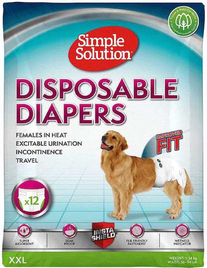 Simple Solution Disposable Diapers Female Dog Panties XXLarge 59 - 94cm 12pcs