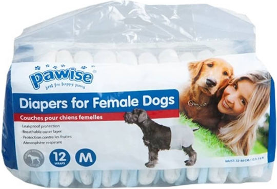 Pawise Female Dogs Пелени за кучета до 3,6 кг - 6,3 кг Medium 12бр