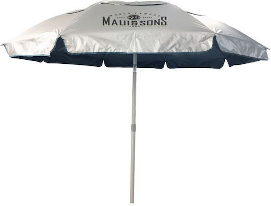 Maui & Sons Folding Aluminum Beach Umbrella Diameter 2.2m with UV Protection and Air Duct Hedge Green