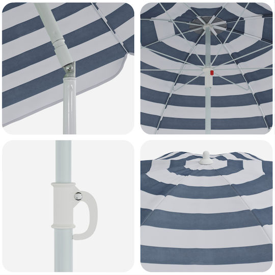vidaXL Folding Beach Umbrella Diameter 1.6m Blue