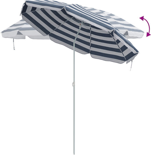 vidaXL Pliabil Umbrelă de Plajă cu Diametru de 2.4m Albastru 4010663