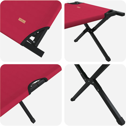 Folding Guest Bed Campaign Single Red 193x69x45cm