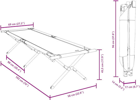 Folding Guest Bed Without Mattress Single 193x69x45cm