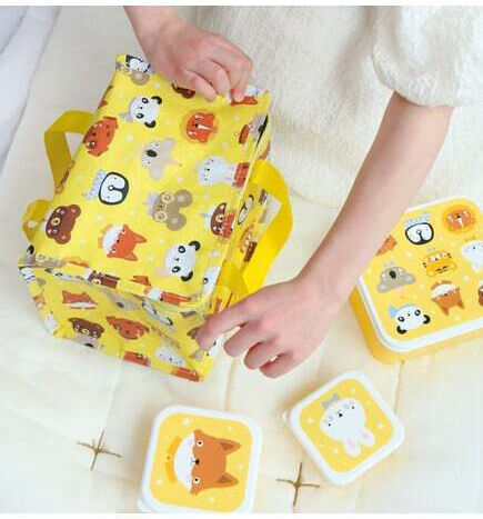 A Little Lovely Company Schulische Isolierte Kinder Lunchtasche Handtasche 5,5 Liter Gelbe 16x16x23cm