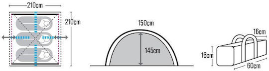 Hupa Comet 3P Summer Camping Igloo Tent Green with Double Cloth for 3 People 210cm Silver/Green