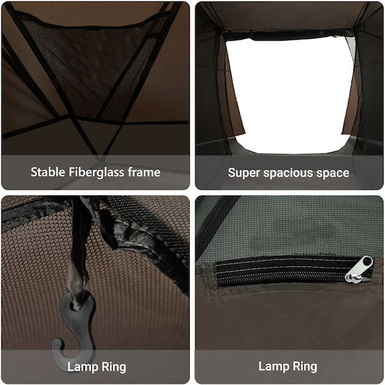 vidaXL Camping Tent Tunnel Brown with Double Cloth for 7 People 514x465x187cm