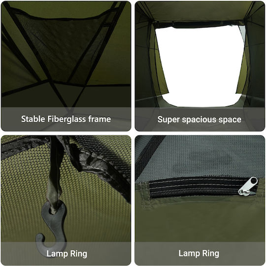 vidaXL Summer Fishing Tent Khaki with Double Cloth for 7 People 514x465x187cm