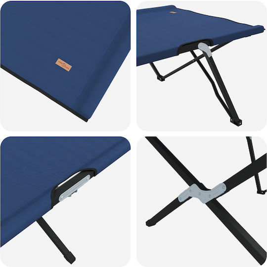 vidaXL Ξαπλώστρα Παραλίας Μπλε Μεταλλική 74x208x48εκ.