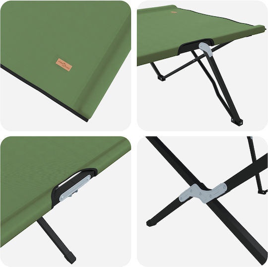 vidaXL Șezlong de plajă Verde Pliere Oțel 74x208x48cm