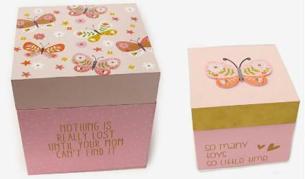 Wood Decorative Element for Wedding Favors Wooden Butterfly Cube 18x18cm Set of 2 pieces 2pcs