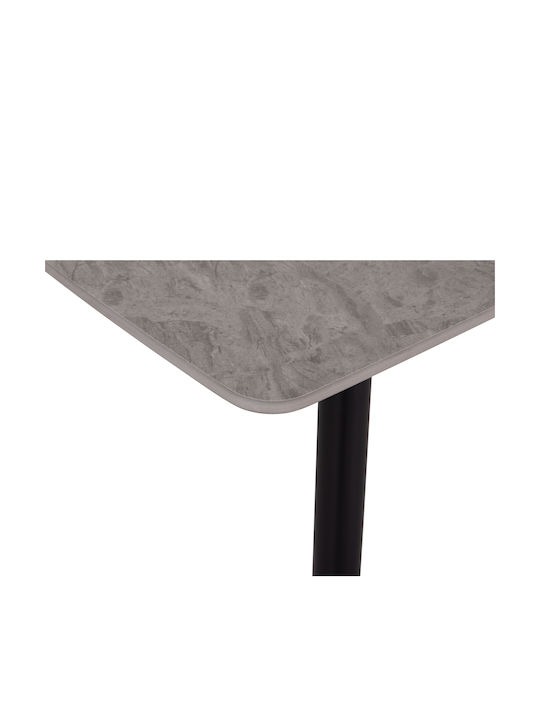 Raven Tisch Speisesaal Grey Marble-black Metal 140x80x74cm