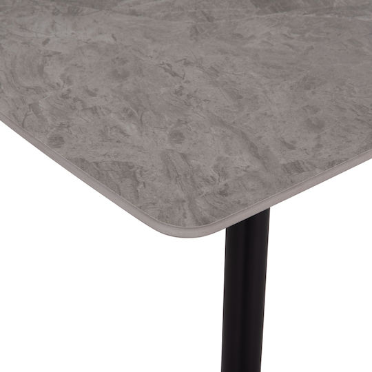 Raven Tisch Speisesaal Grey Marble-black Metal 140x80x74cm