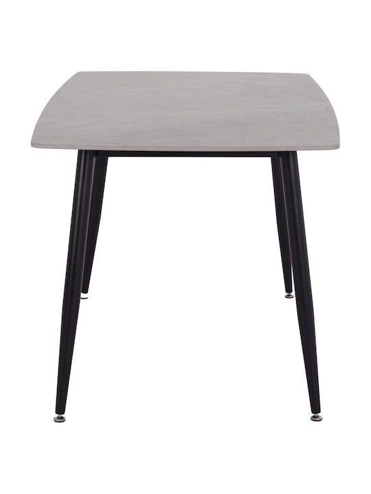 Raven Tisch Speisesaal Grey Marble-black Metal 140x80x74cm