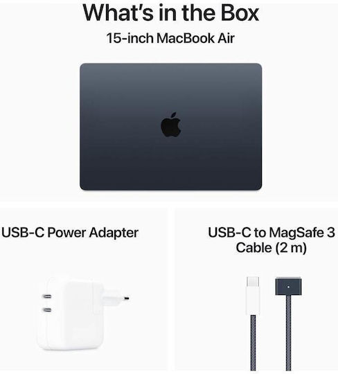 Apple MacBook Air 15.3" IPS Retina Display (M4-10-Core/16GB/256GB SSD/8-Core GPU) 70W Midnight (International English Keyboard)