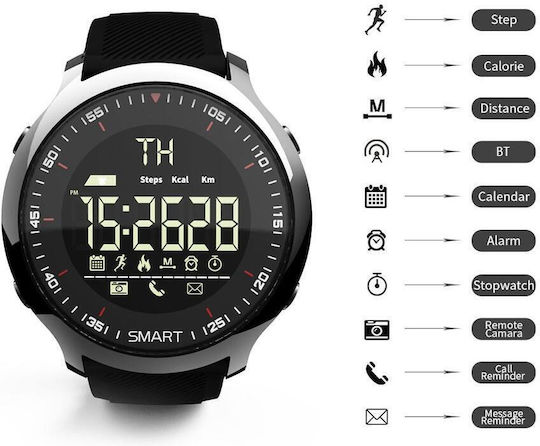 Lokmat MK18 Smartwatch με Παλμογράφο (Μαύρο)