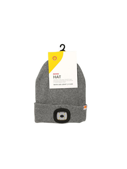 Căciulă Beanie Shell Cy5300350 Lumină Led Acrilic Poliester 20x21cm Gri 4 Led Etichetă Țesută Logo Personalizat Cy5300350