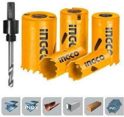 Ingco Σετ Ποτηροπρίονα HSS με Διάμετρο από 19mm έως 35mm για Ξύλο, Μέταλλο και Πλαστικό 70gr