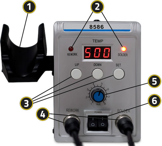 700w Soldering Station Hm-294 2 In 1 5 Nozzles Lcd 230v