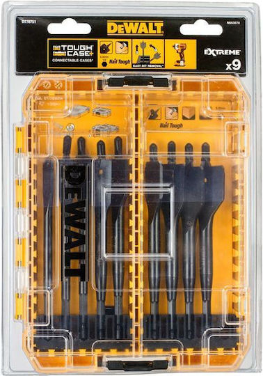 DEWALT Σετ 9 Τρυπάνια Φτερού με Εξάγωνο Στέλεχος για Ξύλο