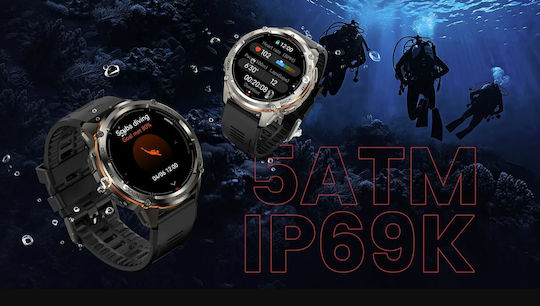 Kospet Tank T3 Ultra 2 Stainless Steel Smartwatch with Heart Rate Monitor (Black)