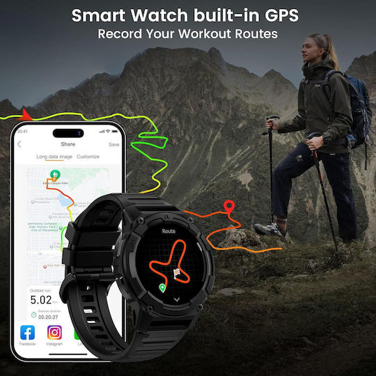Kospet TANK S2 Smartwatch with Heart Rate Monitor (Black)