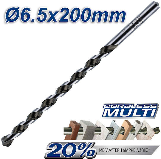 Irwin Cordless Τρυπάνι με Κυλινδρικό Στέλεχος για Δομικά Υλικά, Γυαλί και Πλακίδια 6.5x120mm