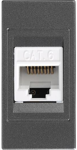 Eurolamp Single Network Socket RJ45 with Frame Type Cat6 in Gray Color 152-20453