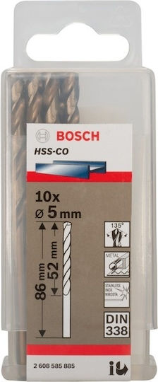 Bosch Bohrer Cobaltium mit Zylindrischem Schaft für Metall 5mm