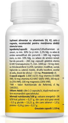 Zenyth Vitamin D3+K2+Ca+Mg Complex Multivitamin for Immune System Boost & Bone Health 1000iu 680mg Natural 30 caps