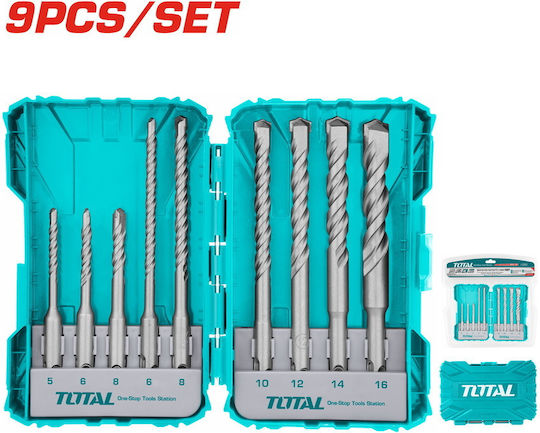 Total Set of 9 Drills with SDS Plus Shank for Masonry