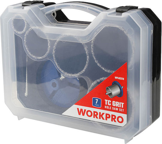 WorkPro Σετ Ποτηροπρίονα Καρβιδίου με Διάμετρο από 33mm έως 83mm για Πλακάκι