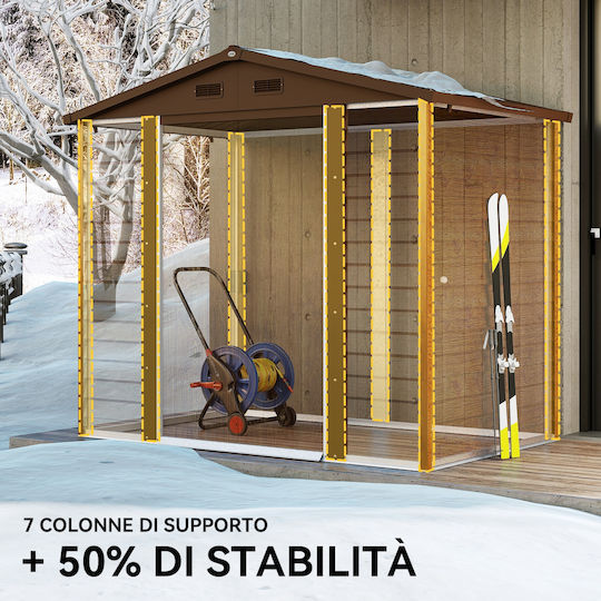 Metallische Gartenhaus mit Lüftungsschlitzen M2.3xB1.5xH2m