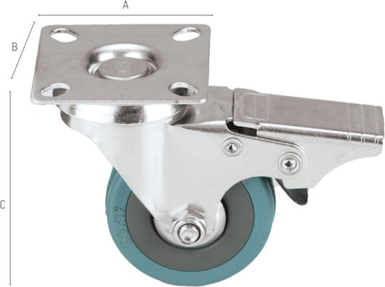 FFG 41722 Plastic Wheel with Brake 65x65mm