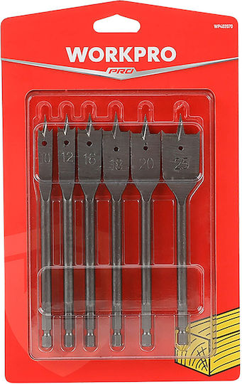 WorkPro Set of 6 Feather Drills for Wood