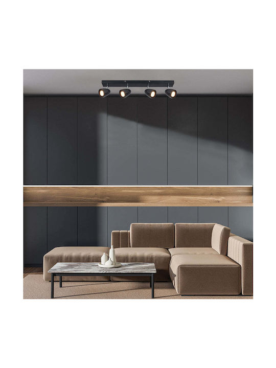 Rabalux Spot with 4 Lights and with Socket GU10 in Black Color