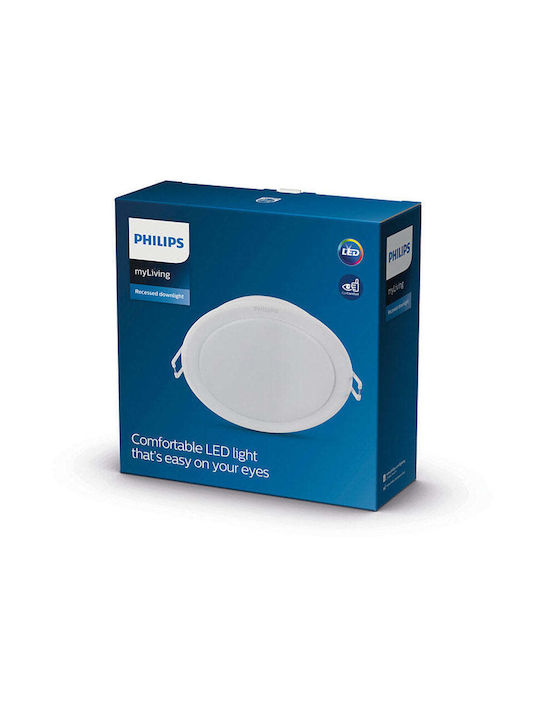 Philips Meson Στρογγυλό Μεταλλικό Χωνευτό Σποτ με Ενσωματωμένο LED και Φυσικό Λευκό Φως Λευκό 14x14εκ.