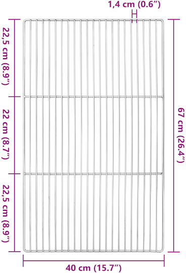 vidaXL Inox Grătar de Gătit 67cmx40cmcm.