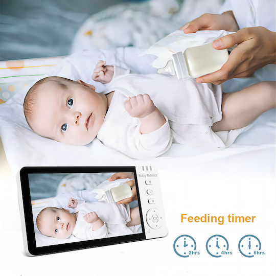 Drahtlose Babyüberwachung mit Kamera & Bildschirm 5" , Zwei-Wege-Kommunikation & Schlaflieder