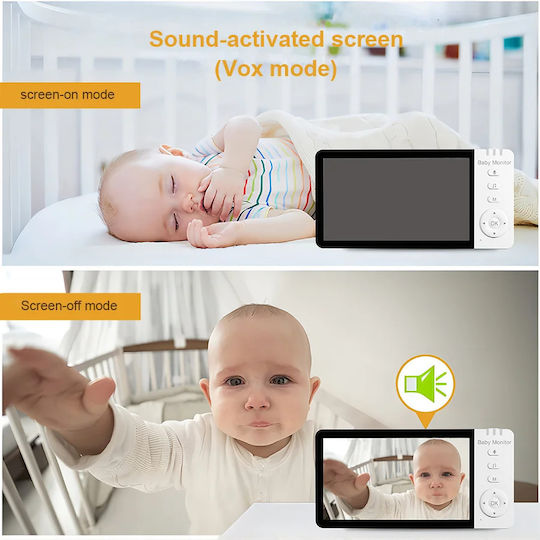 Drahtlose Babyüberwachung mit Kamera & Bildschirm 5" , Zwei-Wege-Kommunikation & Schlaflieder
