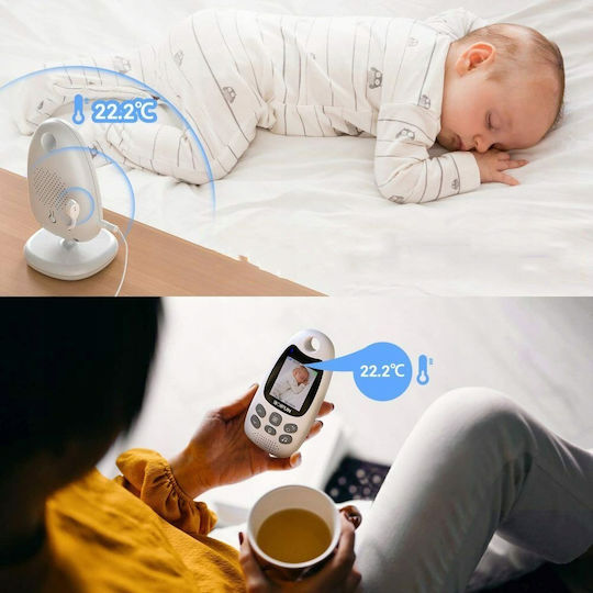 Drahtlose Babyüberwachung mit Kamera & Bildschirm 2" , Zwei-Wege-Kommunikation & Schlaflieder