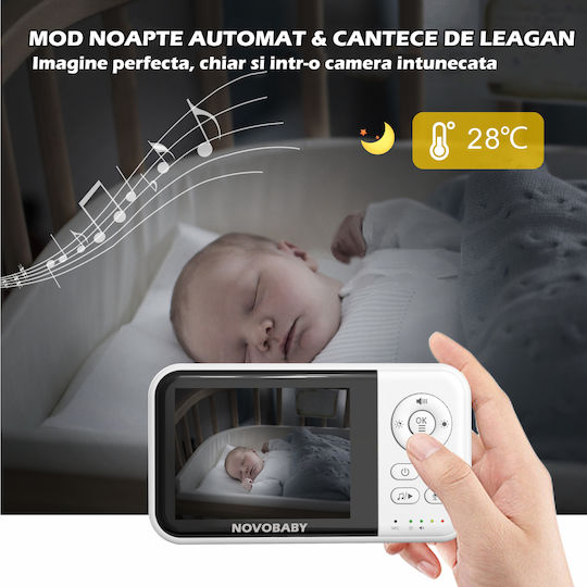 Drahtlose Babyüberwachung mit Kamera & Bildschirm 3.2" , Zwei-Wege-Kommunikation & Schlaflieder