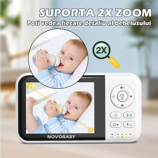 Drahtlose Babyüberwachung mit Kamera & Bildschirm 3.2" , Zwei-Wege-Kommunikation & Schlaflieder