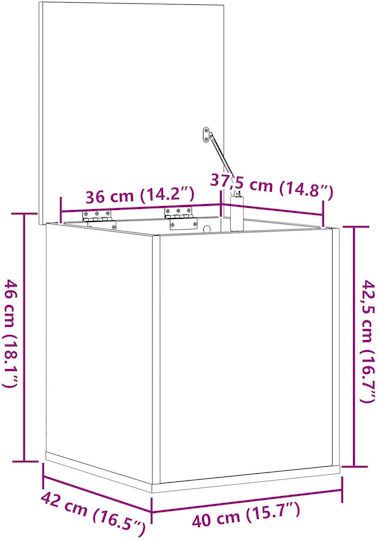 vidaXL Ξύλινο Κουτί Αποθήκευσης με Καπάκι Καφέ 40x42x46cm