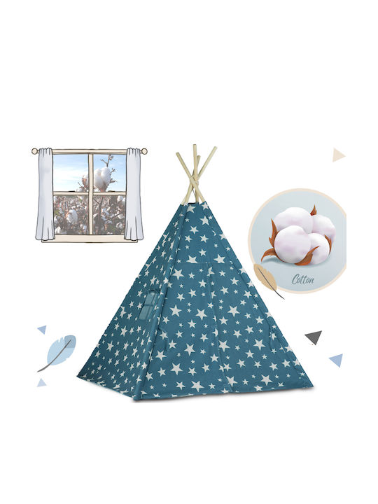 Montessori Style Play Tent "likesmart Fluffy Clouds 101" Kids Light Garland 2 Pillows Carrying Case 120x120x165 Cm Blue